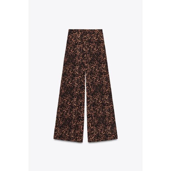 ZARA ANIMAL PRINT PALAZZO TROUSERS - Picture 1 of 9
